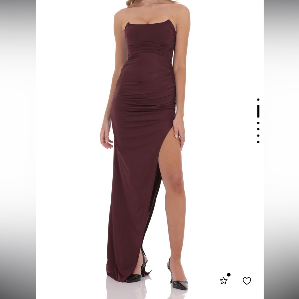 Lucy in the Sky Corset Strapless Maxi Dress in Wine (Size M)